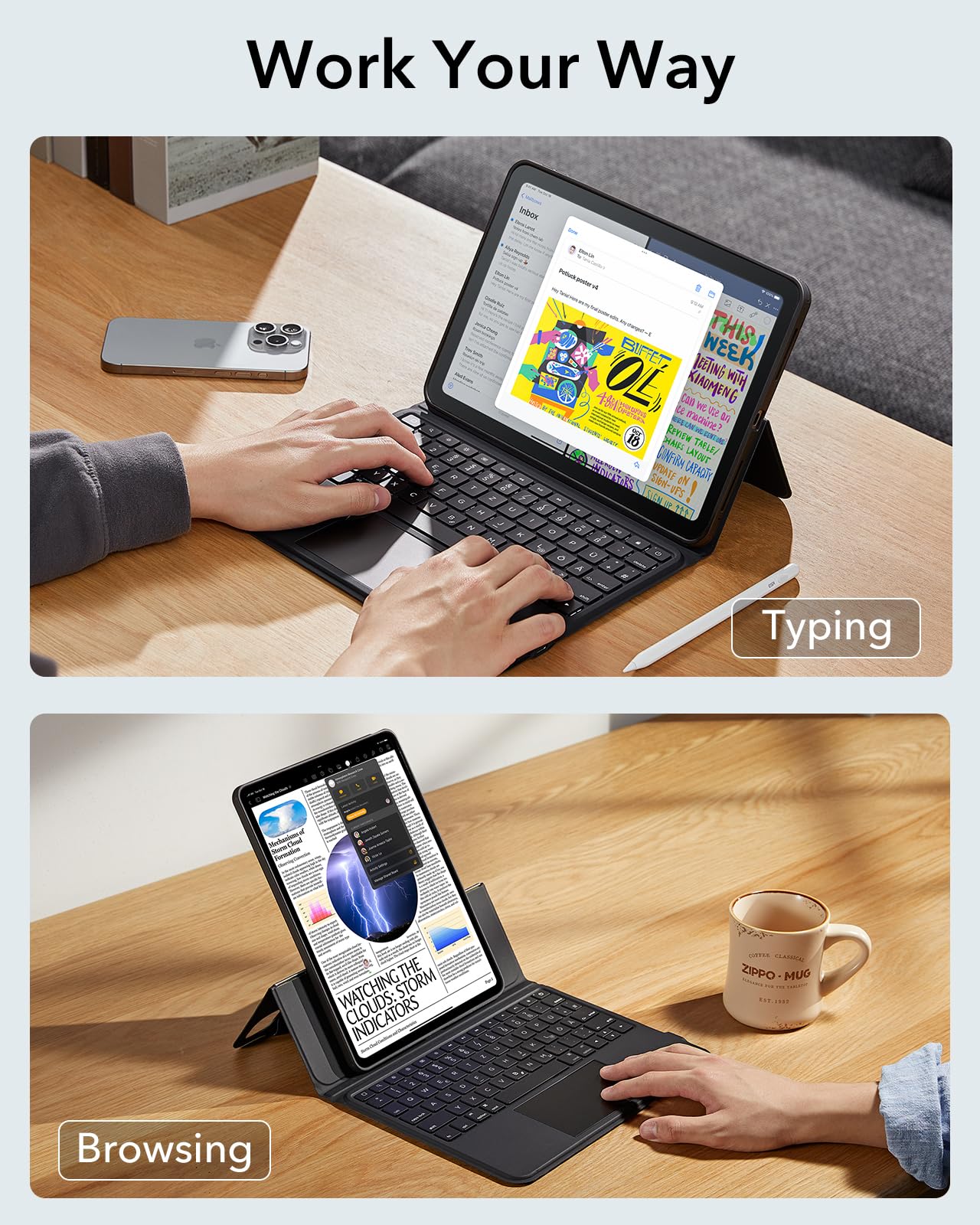 ESR For iPad Pro 11 inch (M5/M4, 2025/2024), Keyboard Case with